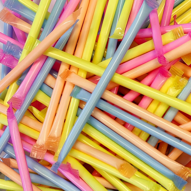 Mini paille de poudre acidulé 15cm -Lot de 10