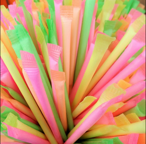 Mini paille de poudre acidulé 15cm -Lot de 10